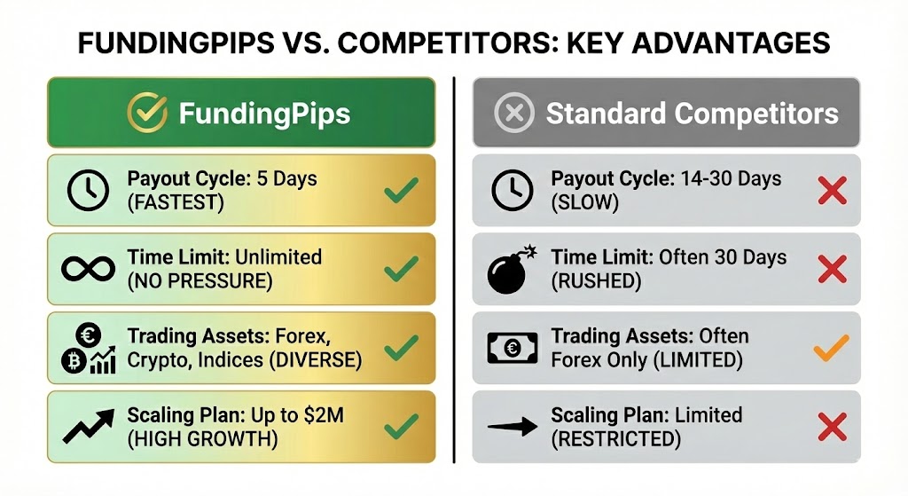 Chart illustrating Maximum Daily Loss vs Total Loss in FundingPips challenge trading